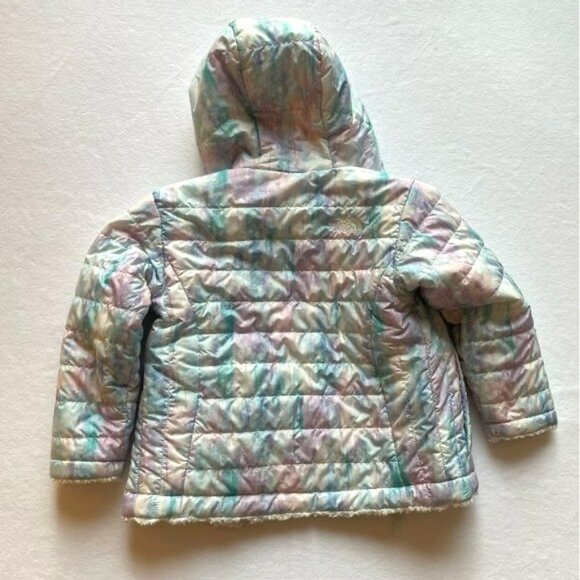 The North Face Girls Mossbud Swirl Reversible Jacket 4T Pastel Puffer Fur Snow - Picture 2 of 6